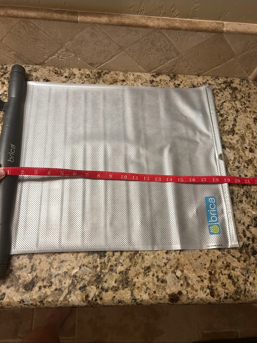 Bric's White Mesh Window Shade with Blue Logo